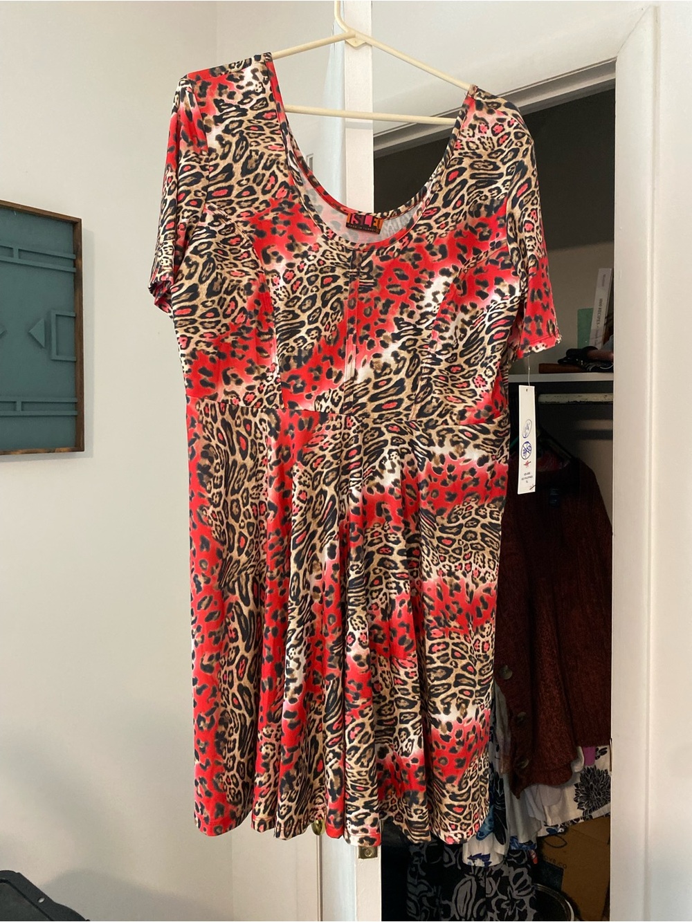 Leopard Print Red Swing Dress